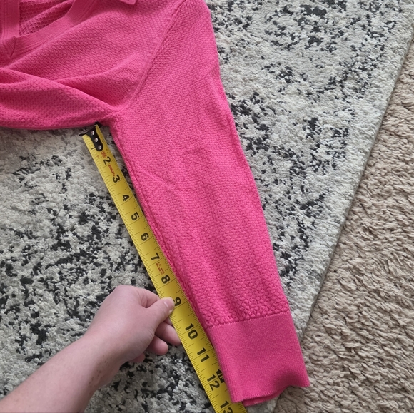 Tommy Hilfiger Waffleknit Sweater Vneck Collared Womens M Cotton Pink - Picture 8 of 8